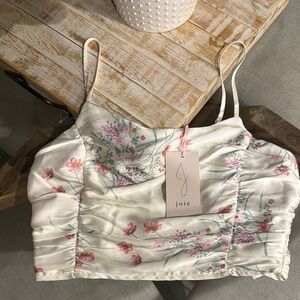 Joie Floral Print Women's Top - Cream and Pink
